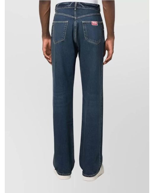 KENZO Blue Denim Mid-Rise Straight-Leg Relaxed-Fit Jeans for men