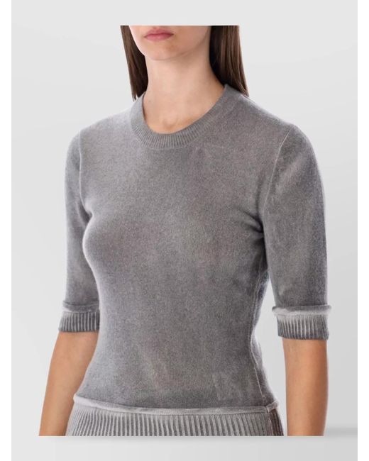 Our Legacy Gray Merino Wool Cropped Ribbed Short-Sleeve Knit T-Shirt
