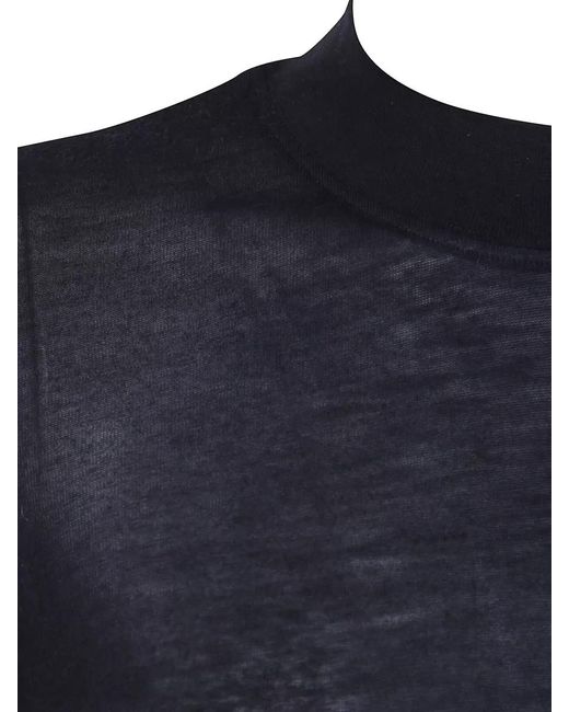 Filippa K Blue Cashmere Mock-Neck Knitted Top