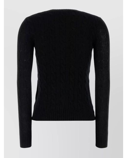 Polo Ralph Lauren Blue Cashmere Wool Cable-Knit Crewneck Jumper