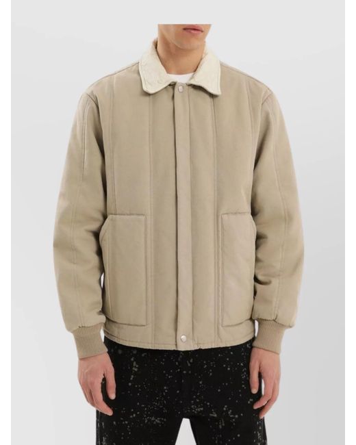 1989 STUDIO Natural Padded Canvas Jacket Shearling Collar for men
