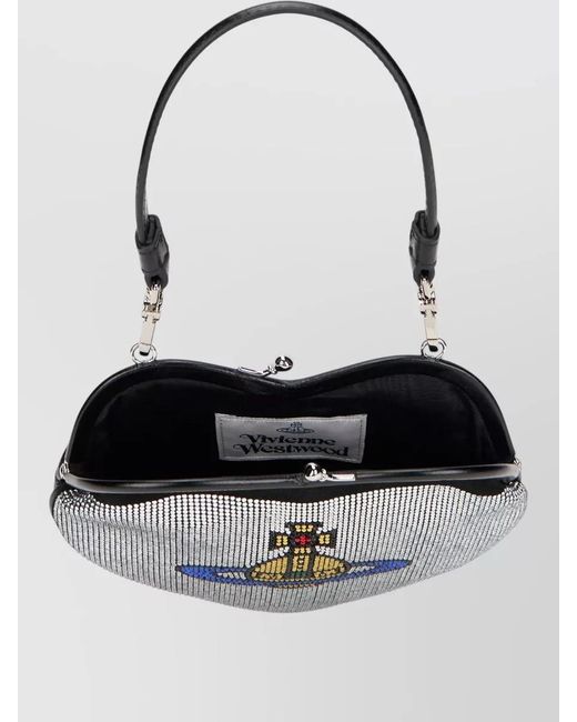 Vivienne Westwood White New Heart Crystal-Embellished Calfskin Clutch Bag