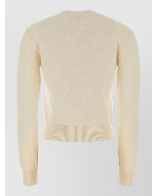 Loewe Natural Cropped Wool Sweater Long Sleeves Ribbed Hem