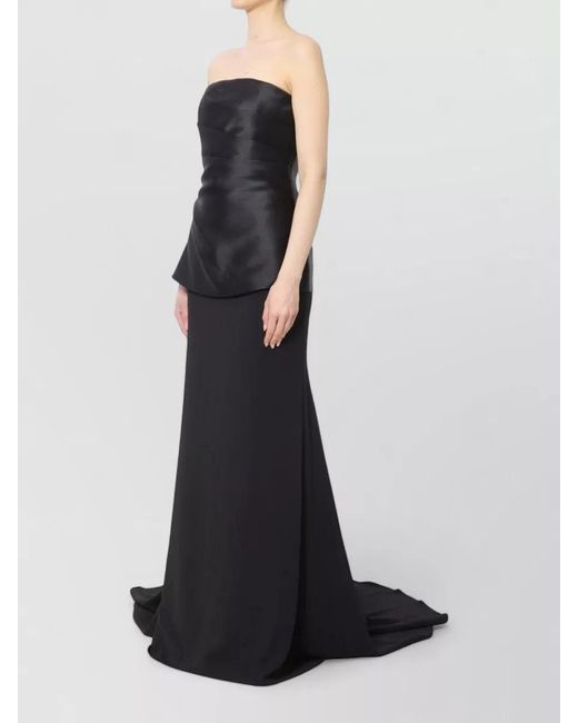 Solace London Black Alia Strapless Twill Maxi Dress Gown