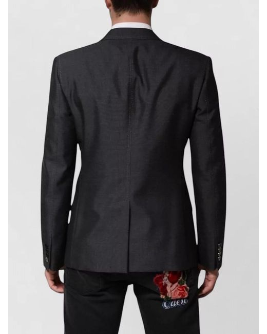 Dolce & Gabbana Black Bee Embroidery Wool Blend Tailored Blazer for men