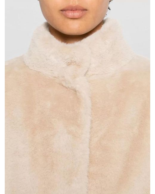 Herno White Faux Fur High Neck Short Coat