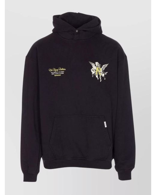 Represent Blue Cotton Oversized Printed Hoodie for men