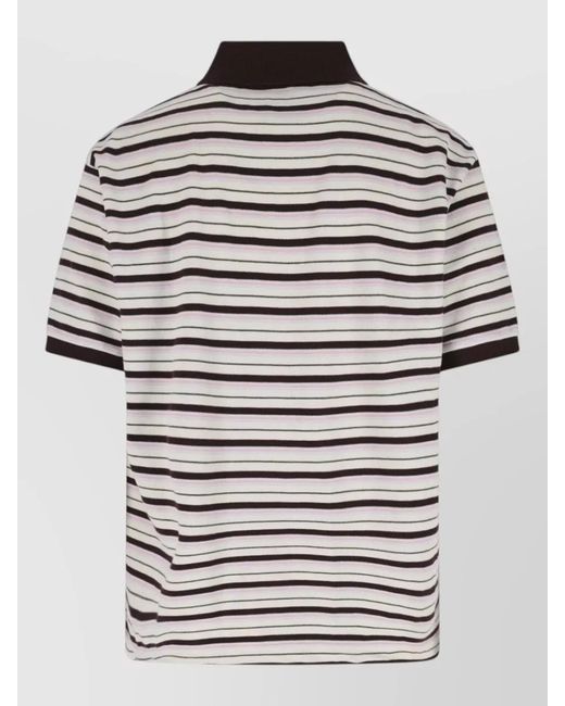 DUNST Gray Striped Polo Shirt Short Sleeves Casual