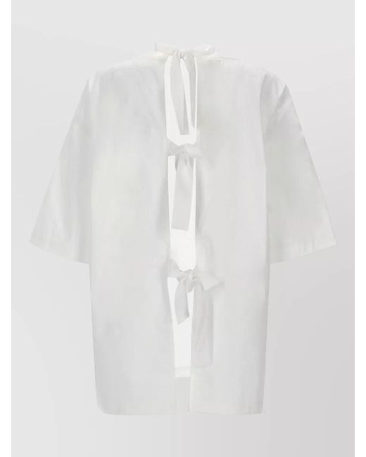 THE GARMENT White Cyprus Open Back Jacket Short Sleeves Bow