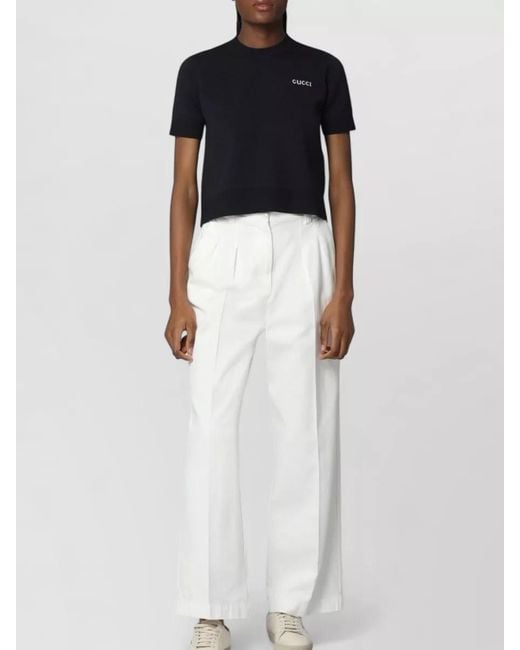 Fabiana Filippi White Wide Leg Viscose Blend Trousers