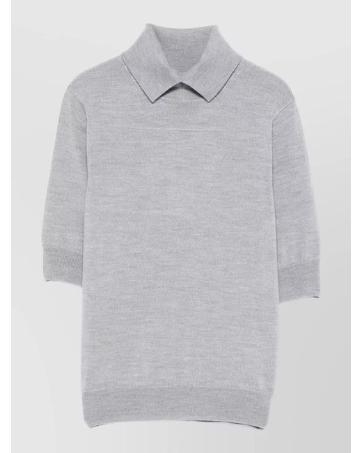 Herskind Gray Perry Wool Sweater Collared Short Sleeves