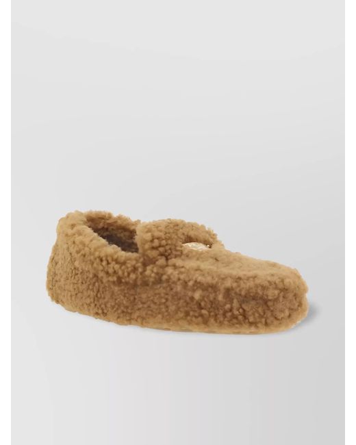 Prada Multicolor Shearling Fabric Loafers Rubber Sole