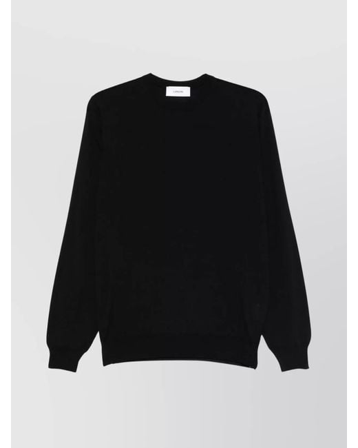Lardini Black Wool Crew Neck Sweater for men