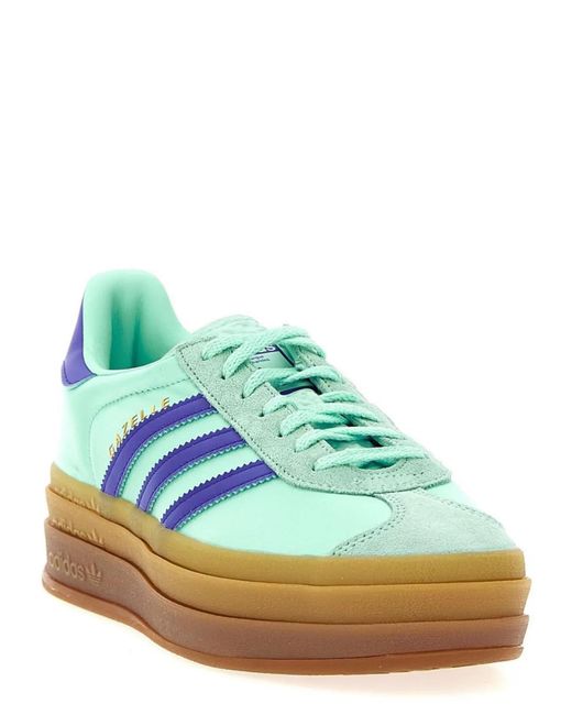 Adidas Originals Blue Leather Gazelle Bold Low-Top Sneakers