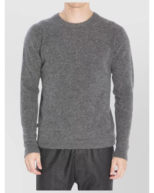 Roberto Collina Gray Cashmere Silk Ribbed Crewneck Jumper for men