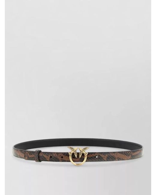 Pinko White Python Pattern Leather Belt Buckle