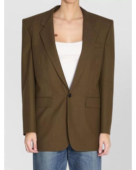 Saint Laurent Green Wool Single-Breasted Blazer