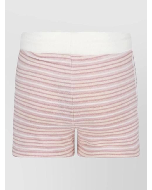 Adidas Pink Shorts Straight Cut Elastic Waistband Stripes