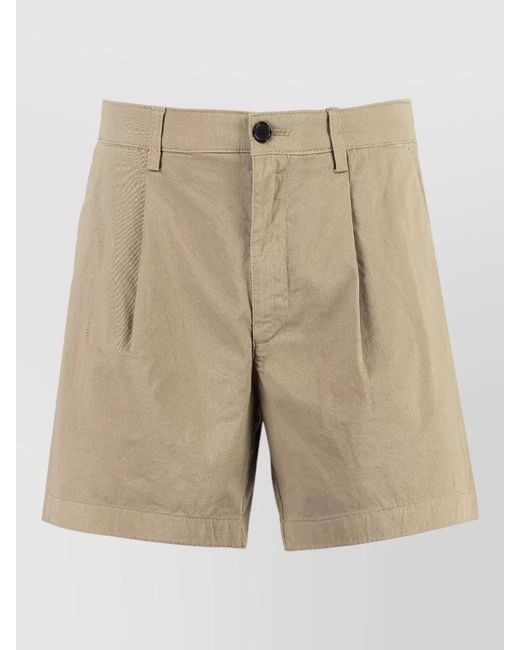 Department 5 Natural Cotton Bermuda Shorts Pleats Belt Loops Pockets for men