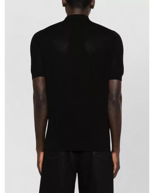 Tagliatore Black Short-Sleeve Cotton Shirt for men