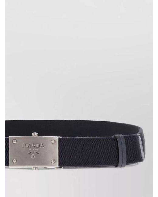 Prada White Logo Buckle Leather Belt Loop Design for men