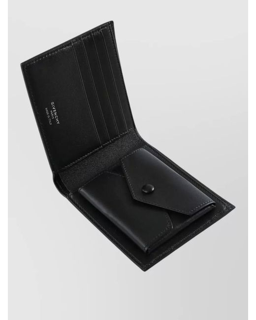 Givenchy Black Compact Billfold Coin Wallet Textured Leather for men