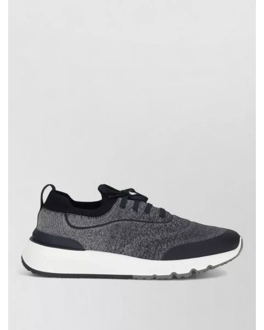 Brunello Cucinelli Black Knit Low-Top Sneakers for men