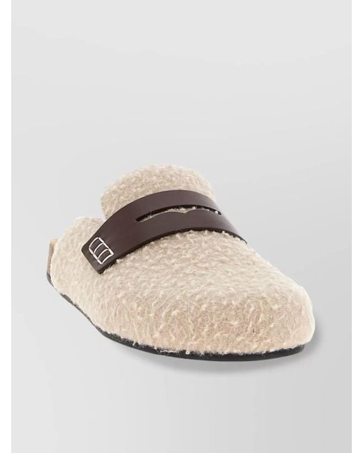 J.W. Anderson White Faux Fur Strap Mules
