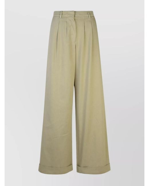 Palm Angels Natural Cotton Pleated Wide-Leg Trousers