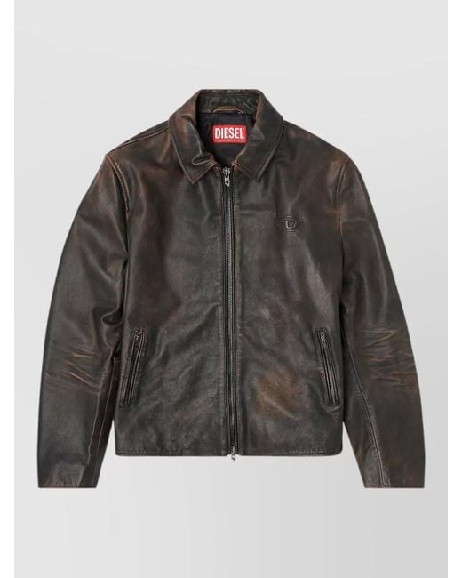 DIESEL Gray Tailored Blazer Jacket Distressed Finish Front Pockets for men