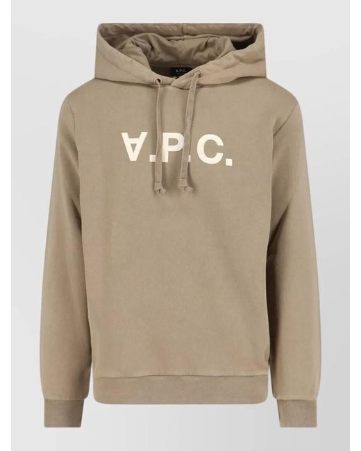 A.P.C. Natural Logo Hooded Sweatshirt for men