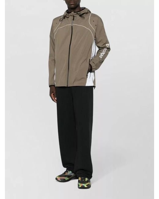 Balenciaga Multicolor Hooded Coat Silk Nylon Blend Panels Pockets for men