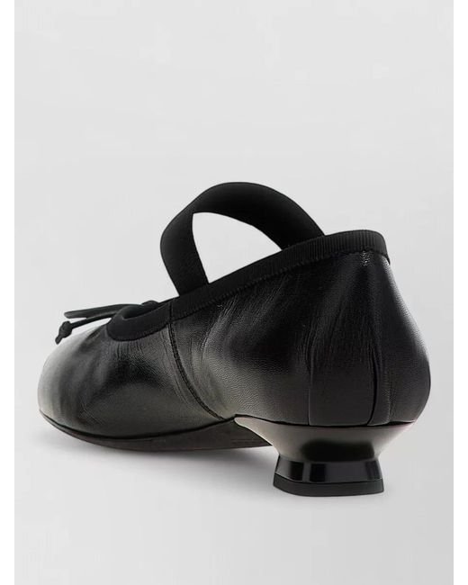 Miu Miu Black Logo Bow Leather Ballet Flats Shoes