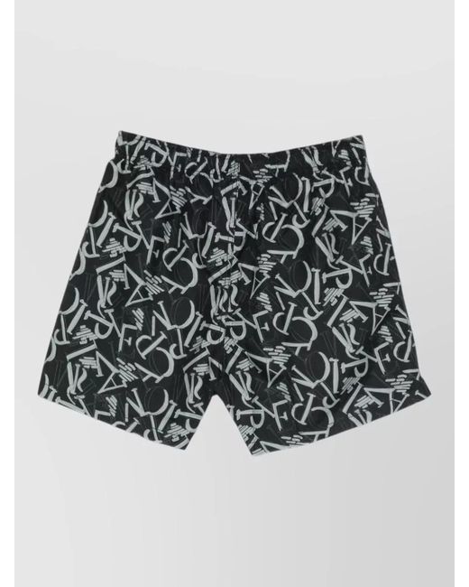 Emporio Armani Black Swim Shorts All Over Print Design for men
