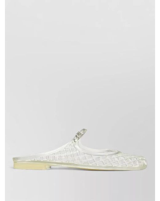 Tory Burch White Transparent Perforated Jelly Mary Jane Mules