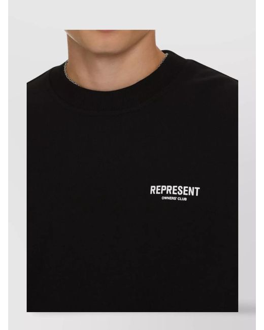 Represent Black Cotton Crew-Neck Sweatshirt for men