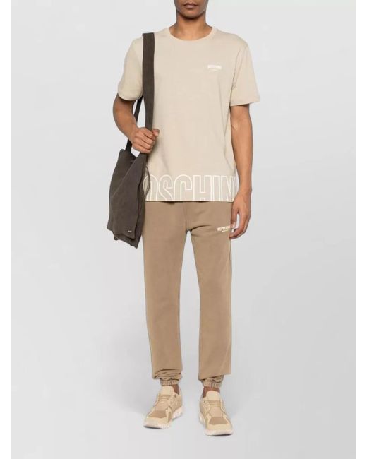 Moschino Natural Crew Neck Regular Fit Short Sleeve T-Shirt for men