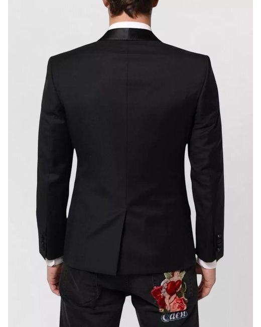 Dolce & Gabbana Black Silk Blend Single-Breasted Suit Jacket for men