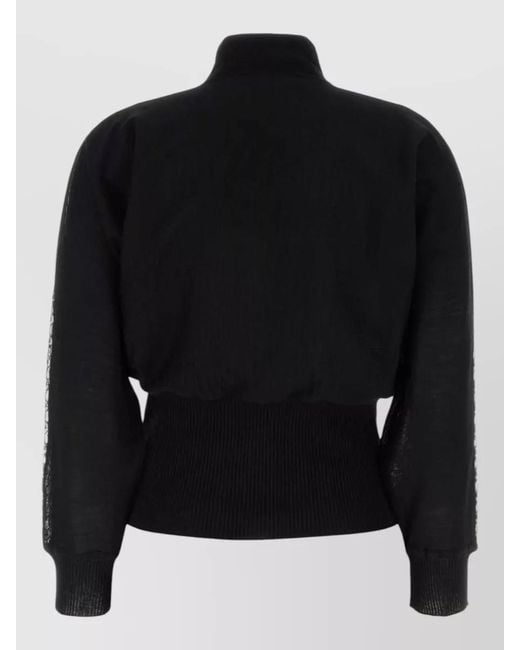 MM STUDIO Black Arda Wool Sweater High Neck Lace