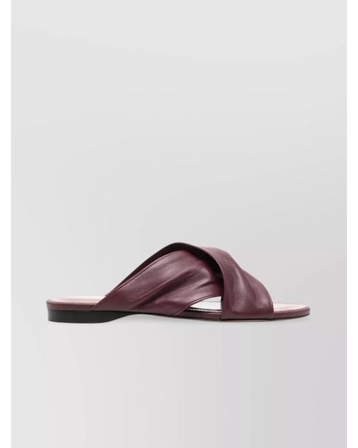 Paris Texas Brown Leather Flat Slides
