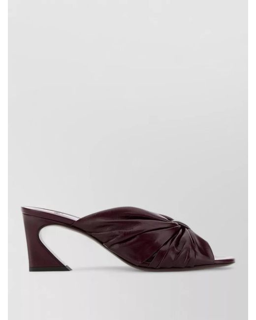 Fendi Brown Leather Arco Mules Block Heel Open Toe