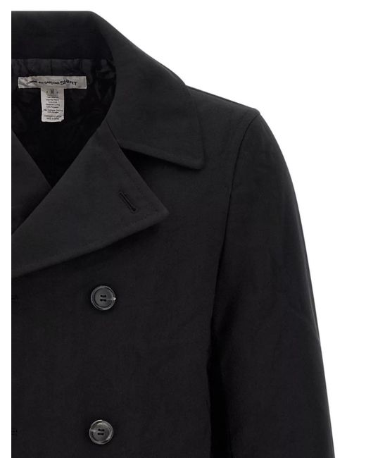 Comme des Garçons Black Double-Breasted Peacoat for men
