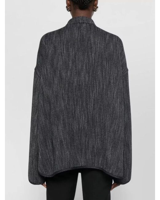 Emporio Armani Black Relaxed Fit Mid Length Herringbone Blazer