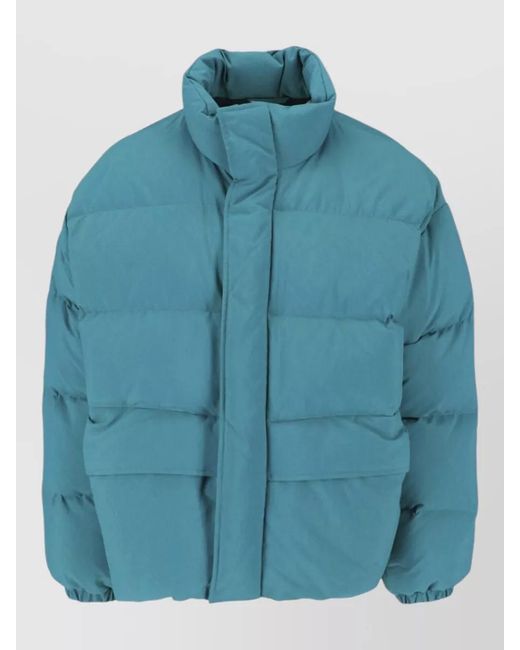 Jil Sander Blue Padded Coat High Collar Elasticated Cuffs for men