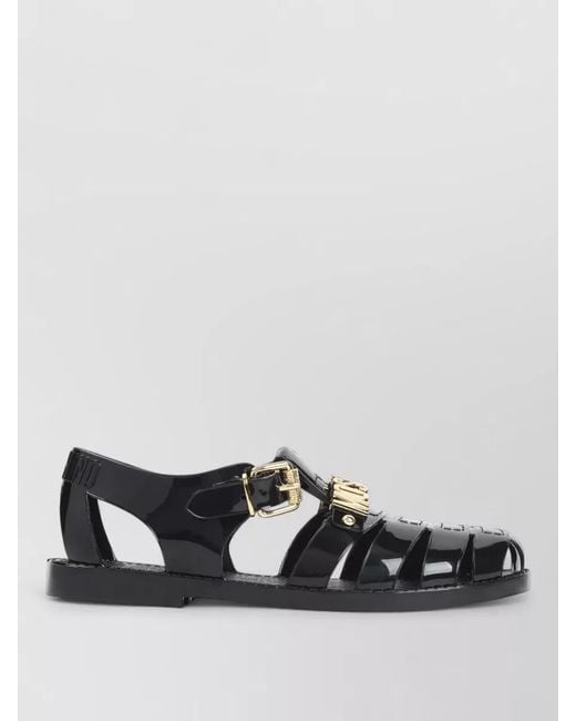 Moschino Black Pvc Sandals