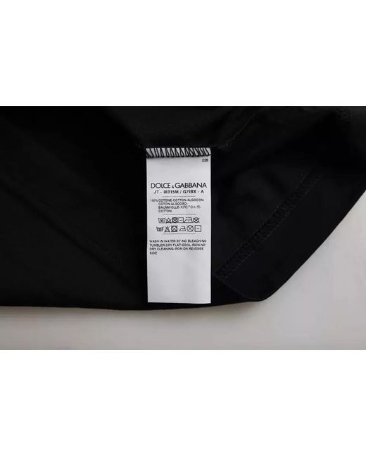 Dolce & Gabbana Black Cotton Crew Neck Short Sleeve T-Shirt for men