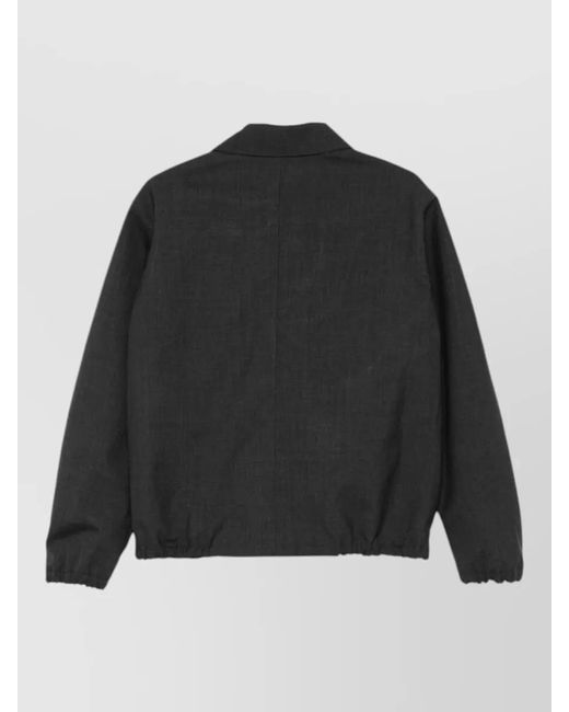 Auralee Black Nylon Silk Blend Jacket Front Zip for men