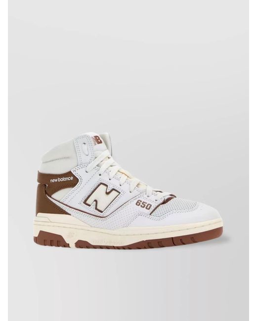 New Balance White Leather High-Top Sneakers for men