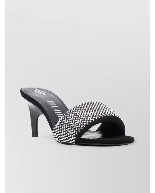 The Attico Black Crystal Embellished Mules