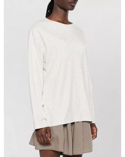KENZO White Organic Cotton Signature Long Sleeve T Shirt